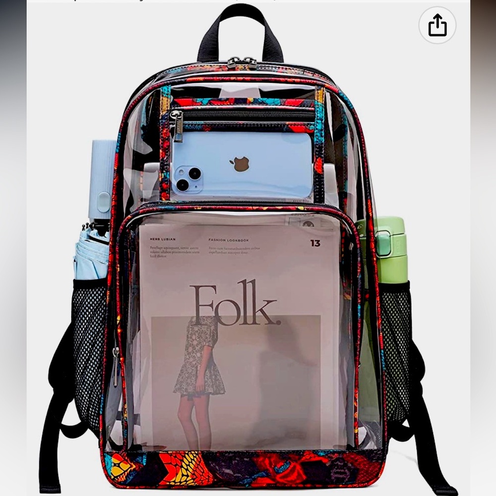 Clear Backpack Heavy Duty Large Transparent Backpacks PVC Clear Book Bag